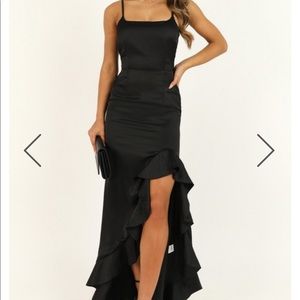 Find It Your Heart Black Satin Dress